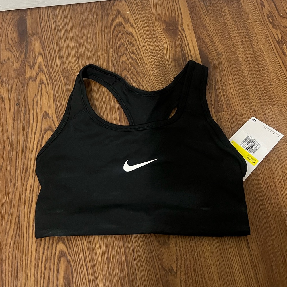 NWT Nike Black Medium Support Non Padded Swoosh 2.0 Sports Bra Size Small - Picture 2 of 6